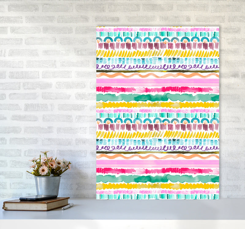 Garlands Tribal Abstract Art Print by Ninola Design A1 Black Frame