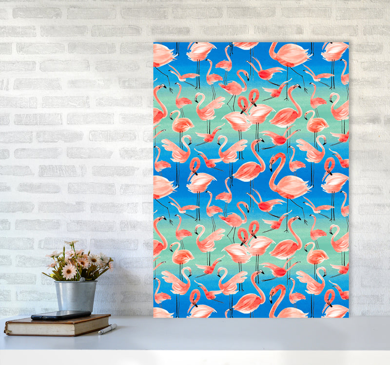Flamingo Pink Abstract Art Print by Ninola Design A1 Black Frame