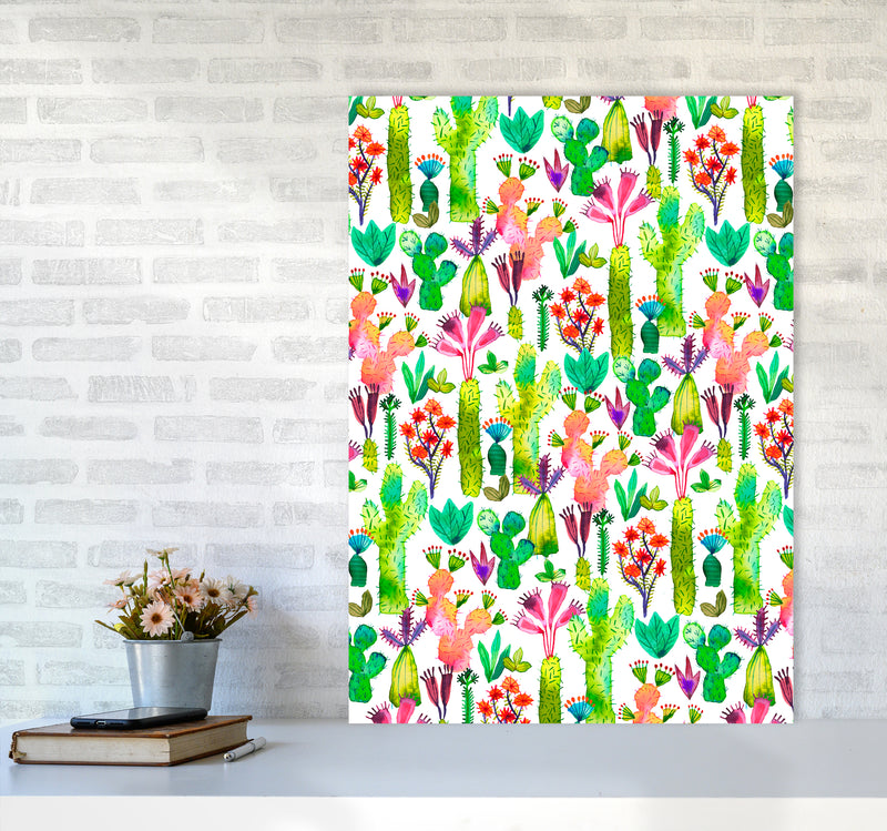 Cacti Garden Abstract Art Print by Ninola Design A1 Black Frame