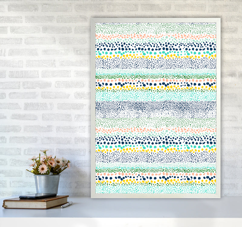 Little Textured Minimal Dots White Abstract Art Print by Ninola Design A1 Oak Frame