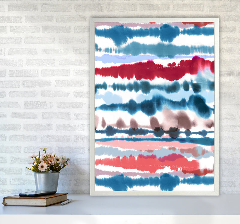 Soft Nautical Watercolor Lines Abstract Art Print by Ninola Design A1 Oak Frame