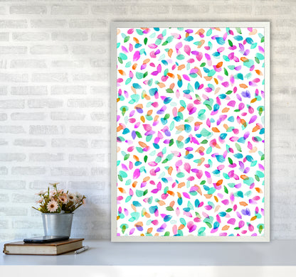 Minimal Flower Petals Pink Abstract Art Print by Ninola Design A1 Oak Frame