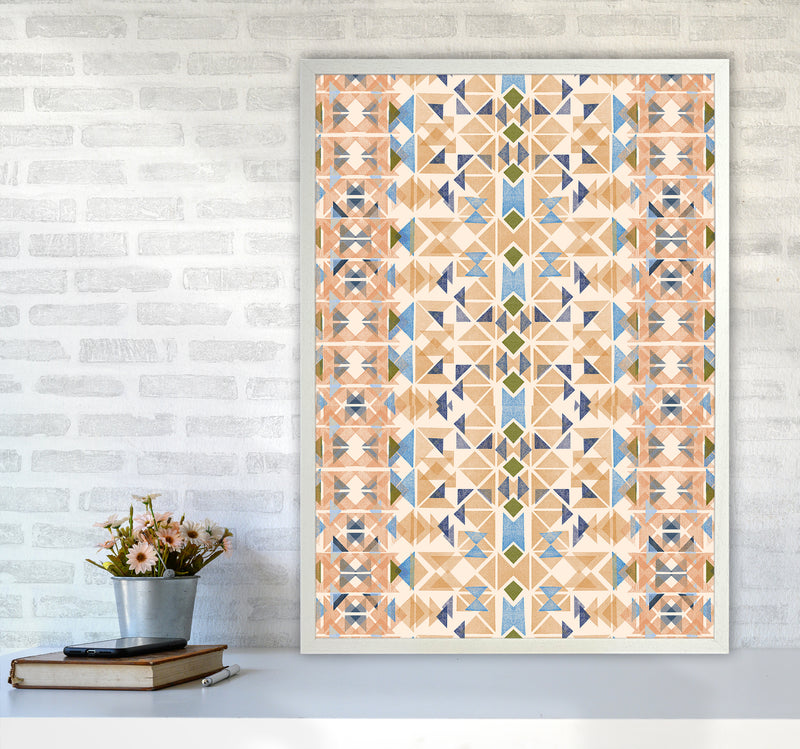 Boho Nomadic Tribal Orange Abstract Art Print by Ninola Design A1 Oak Frame