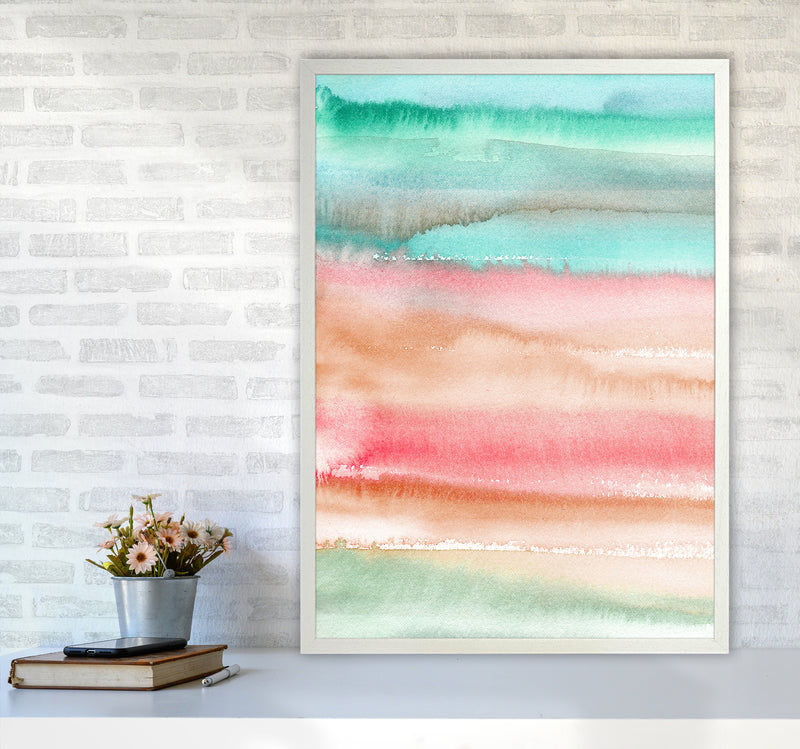 Gradient Watercolor Melon Abstract Art Print by Ninola Design A1 Oak Frame