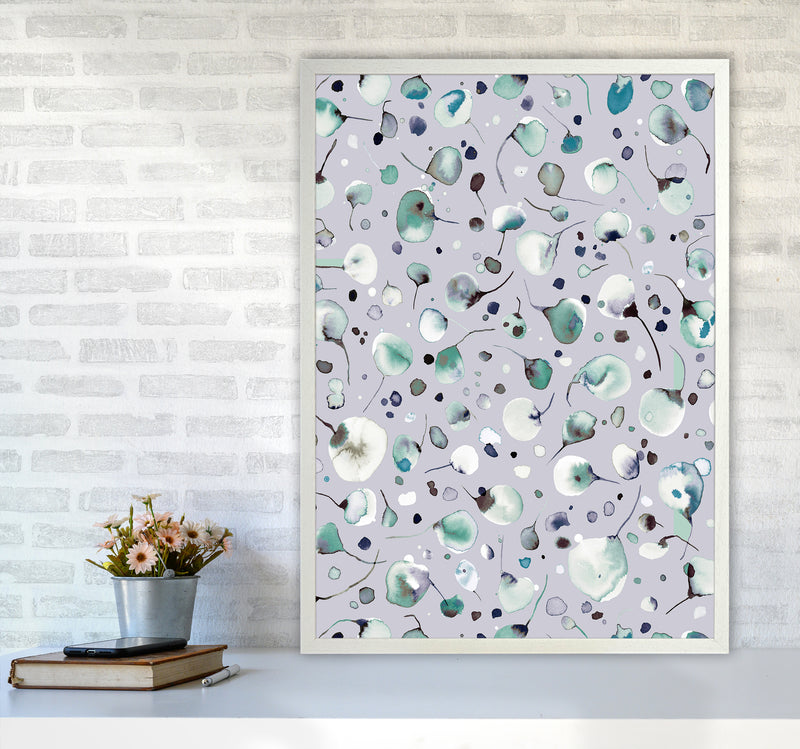 Flying Seeds Ice Winter Abstract Art Print by Ninola Design A1 Oak Frame