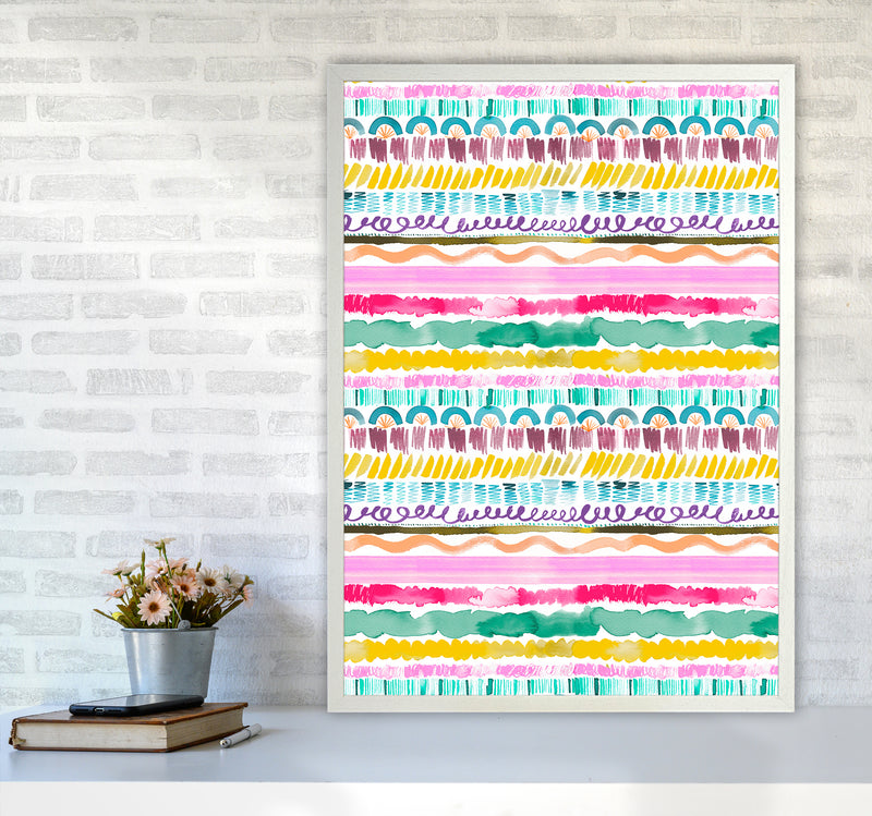 Garlands Tribal Abstract Art Print by Ninola Design A1 Oak Frame