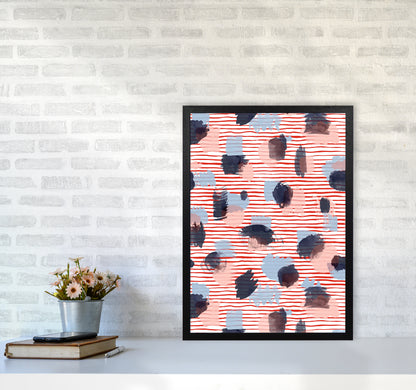 Watercolor Stains Stripes Red Abstract Art Print by Ninola Design A2 White Frame