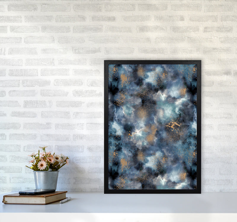 Smoky Marble Watercolor Dark Abstract Art Print by Ninola Design A2 White Frame