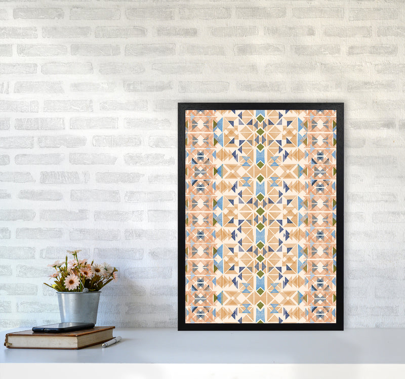 Boho Nomadic Tribal Orange Abstract Art Print by Ninola Design A2 White Frame