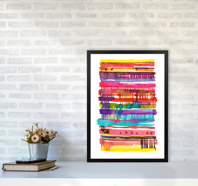 Irregular Watercolor Lines Abstract Art Print by Ninola Design A2 White Frame