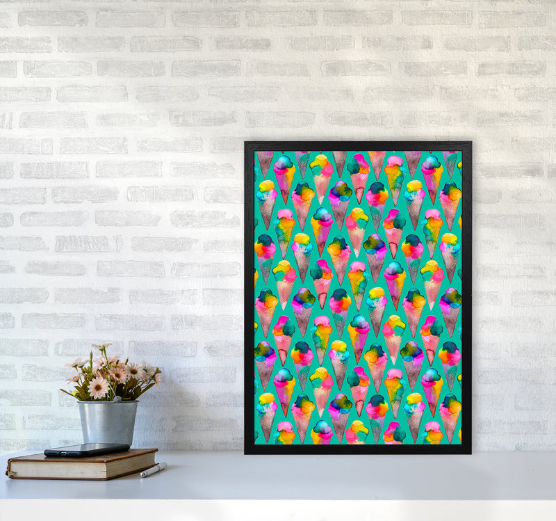 Cute Ice Creams Kids Abstract Art Print by Ninola Design A2 White Frame