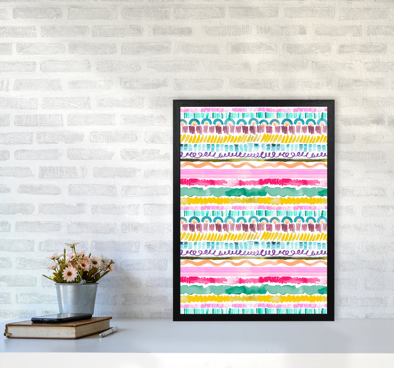 Garlands Tribal Abstract Art Print by Ninola Design A2 White Frame