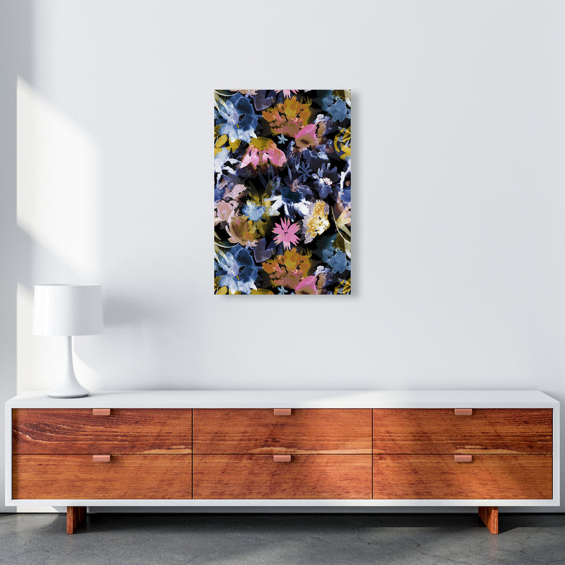 Watercolor Sring Memories Black Abstract Art Print by Ninola Design A2 Canvas