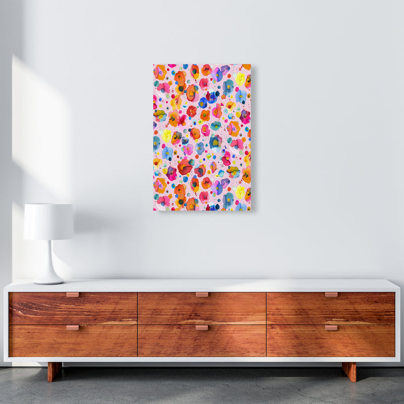 Bohemian Naive Flowers Pink Abstract Art Print by Ninola Design A2 Canvas