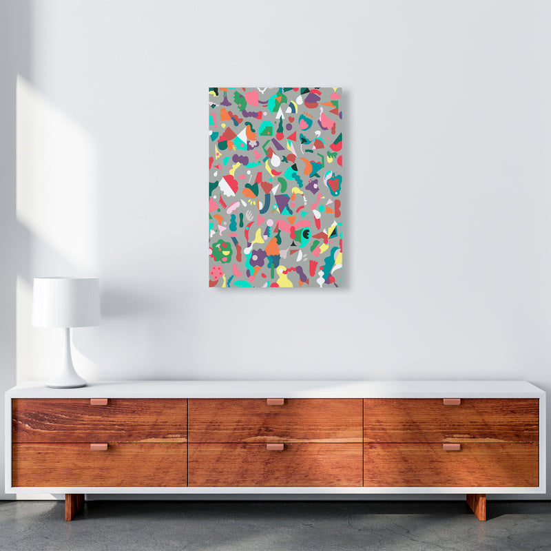 Dreamy Animal Shapes Gray Abstract Art Print by Ninola Design A2 Canvas