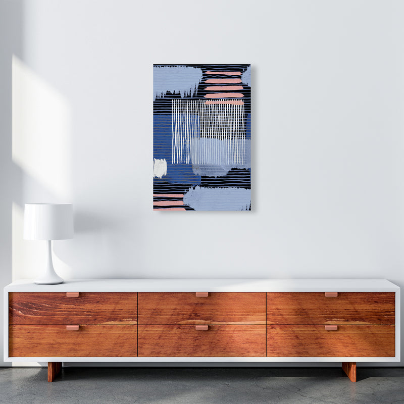 Abstract Striped Geo Blue Abstract Art Print by Ninola Design A2 Canvas