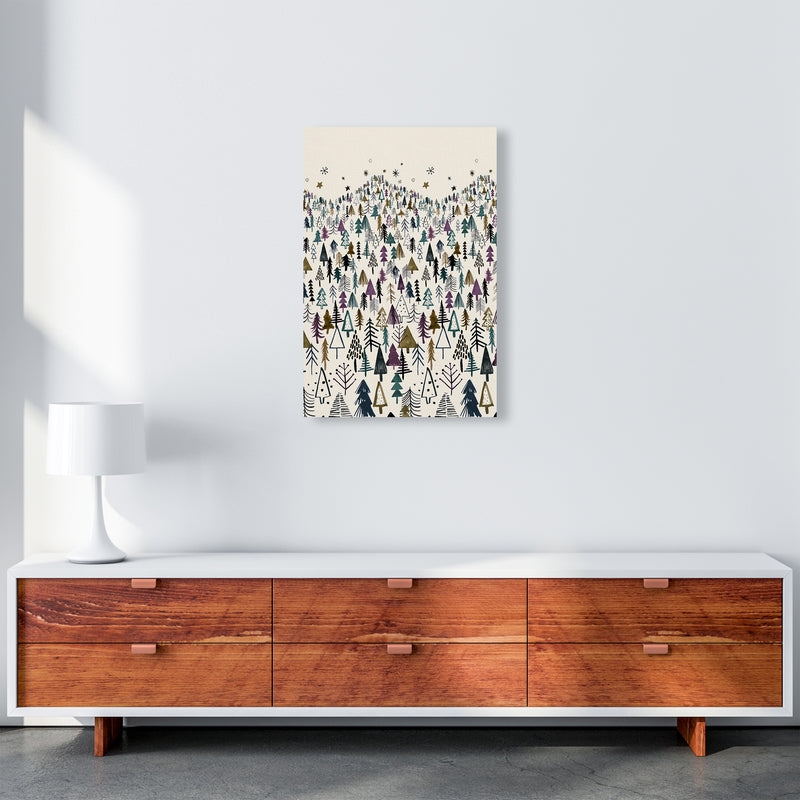 Trees Forest Night Purple Abstract Art Print by Ninola Design A2 Canvas