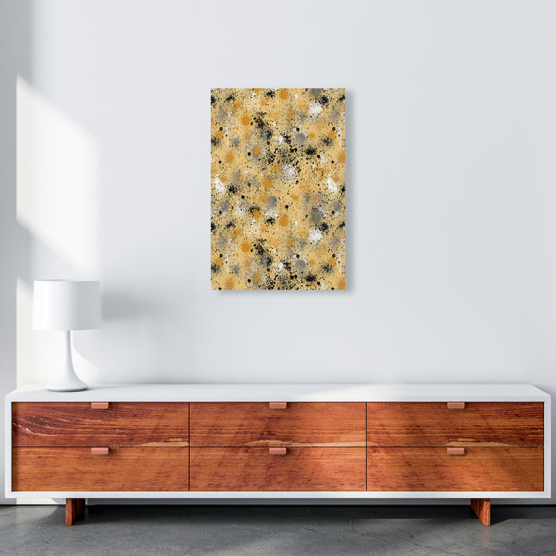 Ink Dust Splatter Yellow Abstract Art Print by Ninola Design A2 Canvas