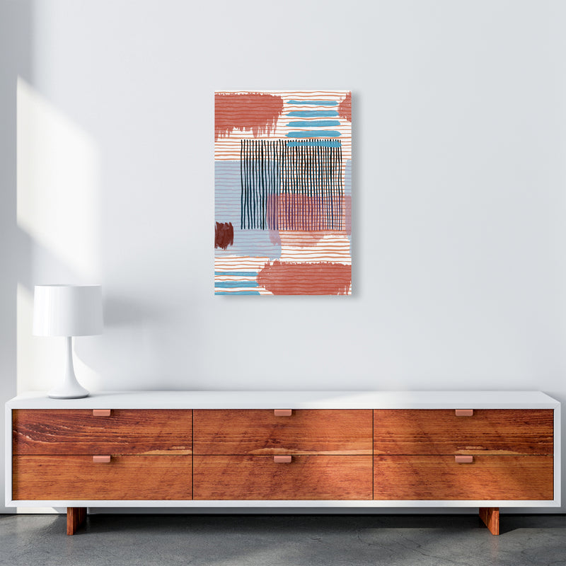 Abstract Striped Geo Red Abstract Art Print by Ninola Design A2 Canvas
