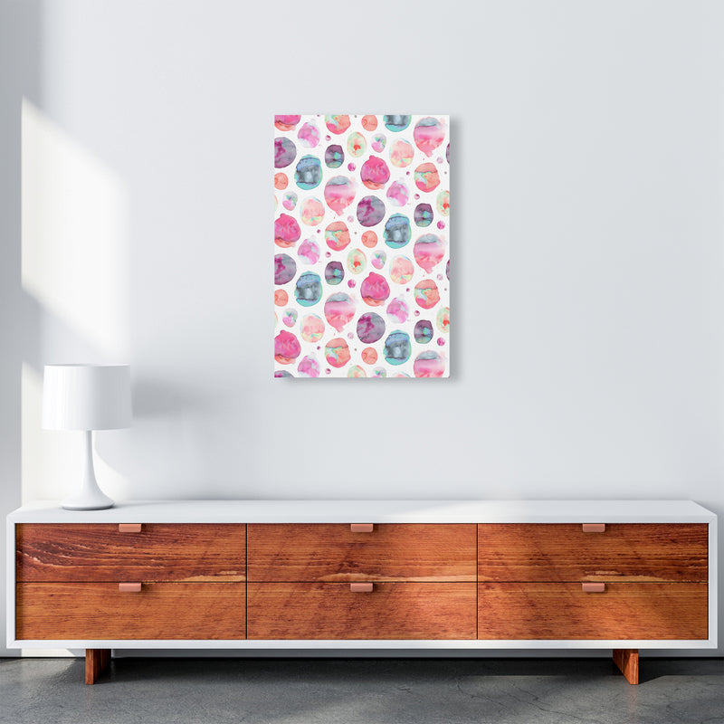 Big Watery Dots Pink Abstract Art Print by Ninola Design A2 Canvas