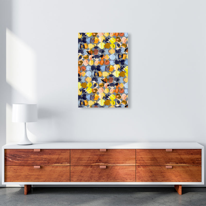 Ink Dots Blue Yellow Abstract Art Print by Ninola Design A2 Canvas