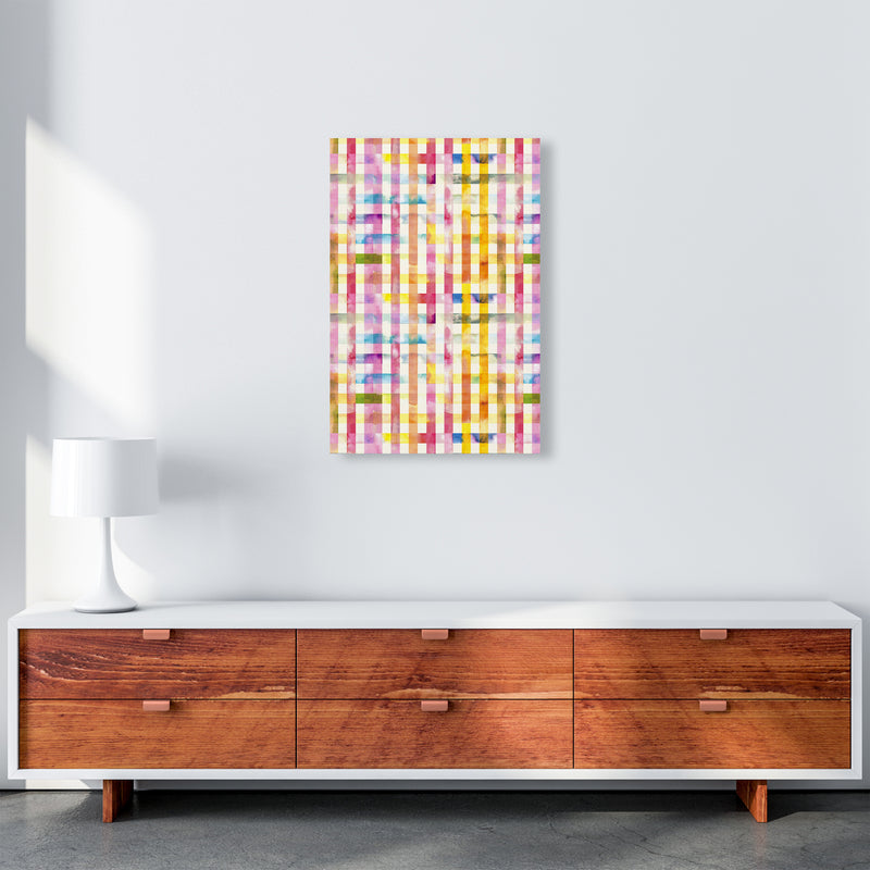 Gingham Vichy Yellow Abstract Art Print by Ninola Design A2 Canvas