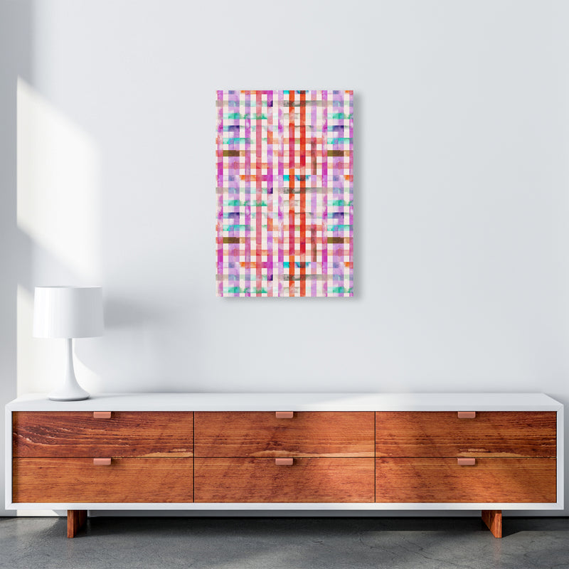 Gingham Vichy Pink Abstract Art Print by Ninola Design A2 Canvas