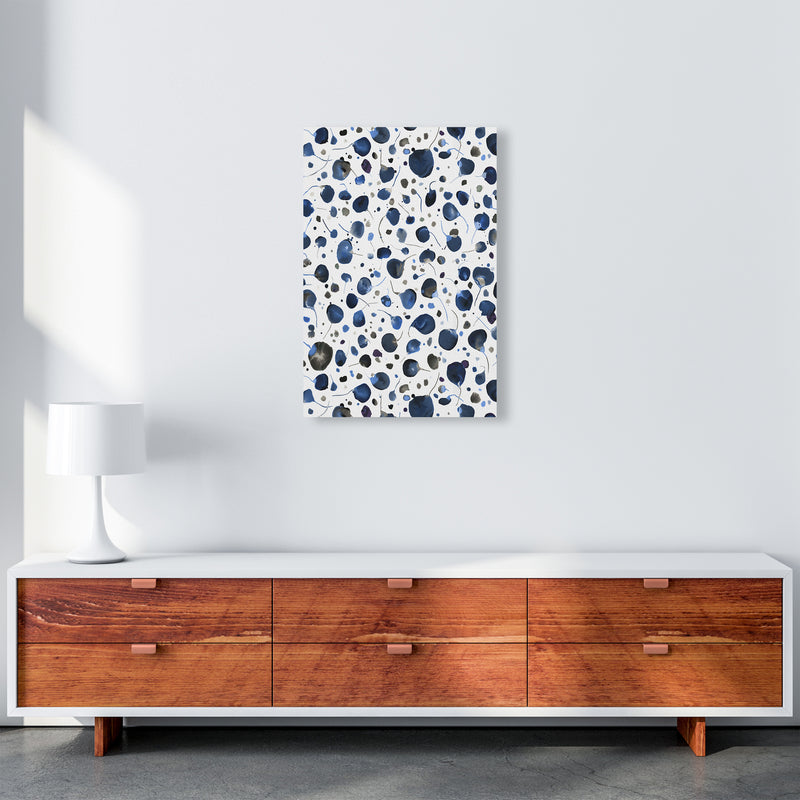 Flying Seeds Blue Abstract Art Print by Ninola Design A2 Canvas