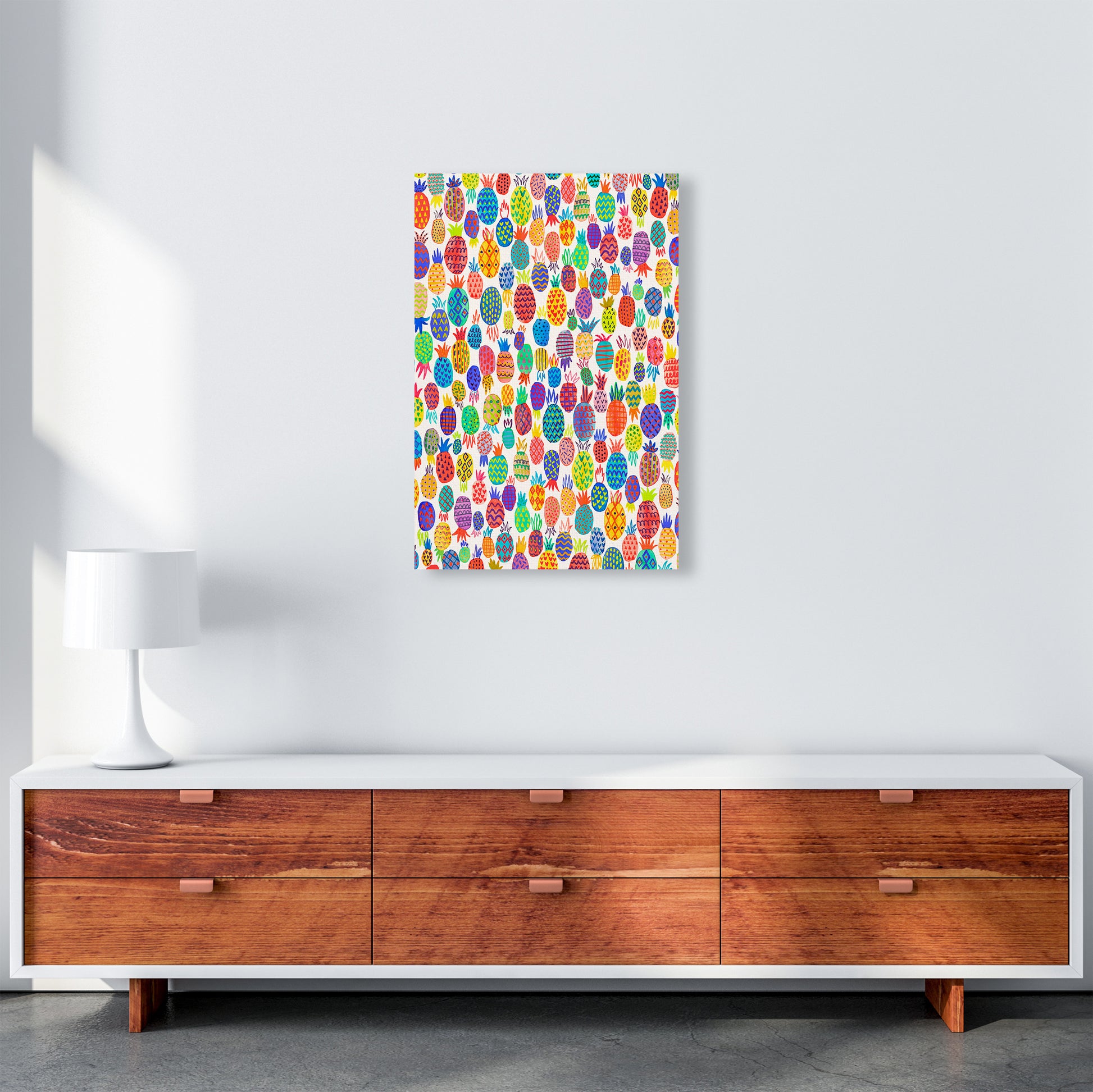 Cute Pineapples Abstract Art Print by Ninola Design A2 Canvas