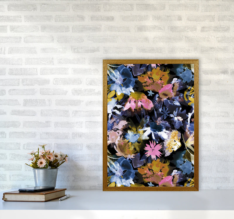 Watercolor Sring Memories Black Abstract Art Print by Ninola Design A2 Print Only