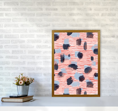 Watercolor Stains Stripes Red Abstract Art Print by Ninola Design A2 Print Only