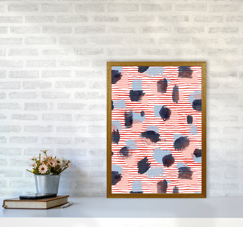 Watercolor Stains Stripes Red Abstract Art Print by Ninola Design A2 Print Only