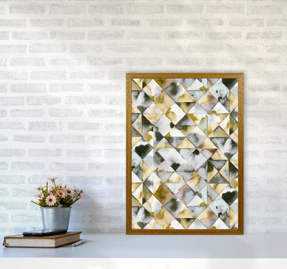 Moody Triangles Gold Silver Abstract Art Print by Ninola Design A2 Print Only