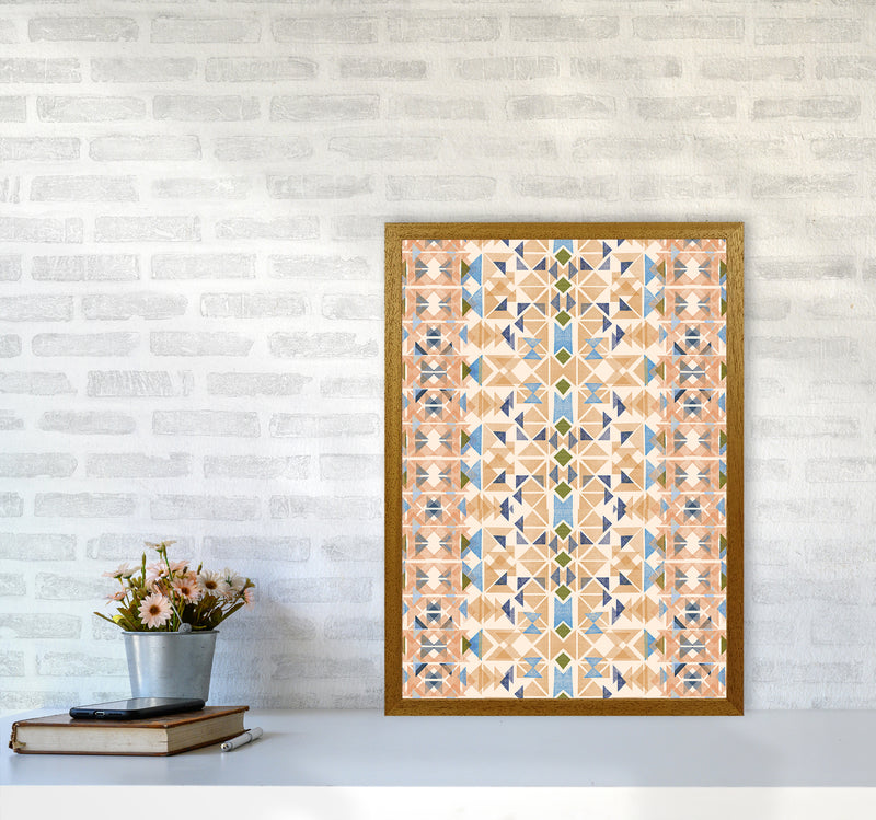 Boho Nomadic Tribal Orange Abstract Art Print by Ninola Design A2 Print Only