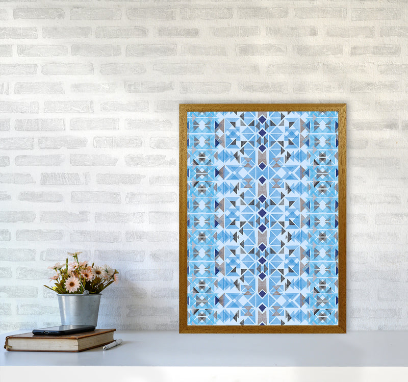 Boho Nomadic Tribal Blue Abstract Art Print by Ninola Design A2 Print Only