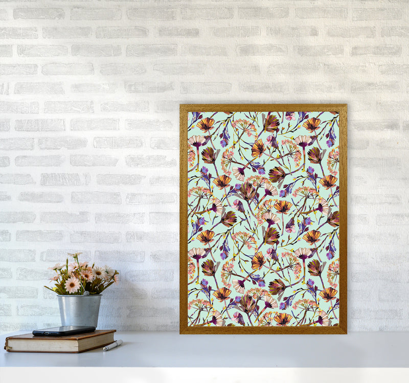 Dry Blue Flowers Collage Abstract Art Print by Ninola Design A2 Print Only