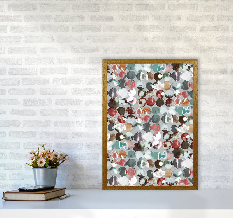 Ink Dots Gray Green Abstract Art Print by Ninola Design A2 Print Only