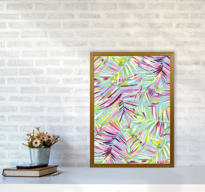Tropical Palms Blue Abstract Art Print by Ninola Design A2 Print Only