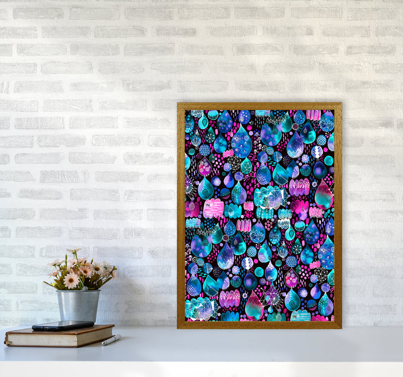 Rain Stitches Neon Abstract Art Print by Ninola Design A2 Print Only