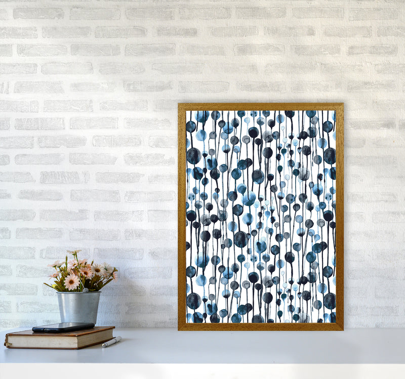 Dripping Dots Navy Abstract Art Print by Ninola Design A2 Print Only