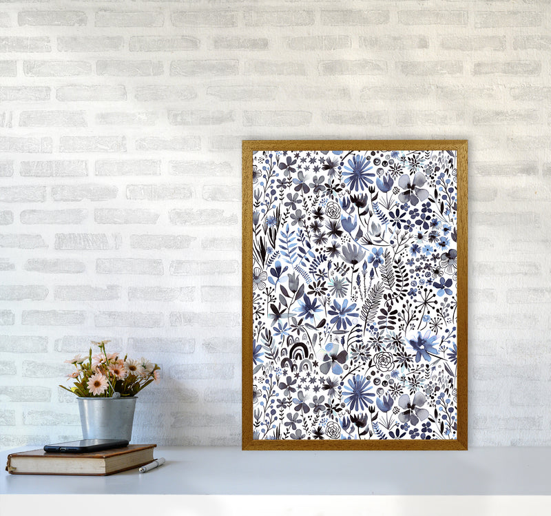 Winter Ink Flowers Abstract Art Print by Ninola Design A2 Print Only