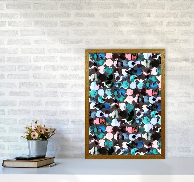 Ink Dots Blue Red Abstract Art Print by Ninola Design A2 Print Only