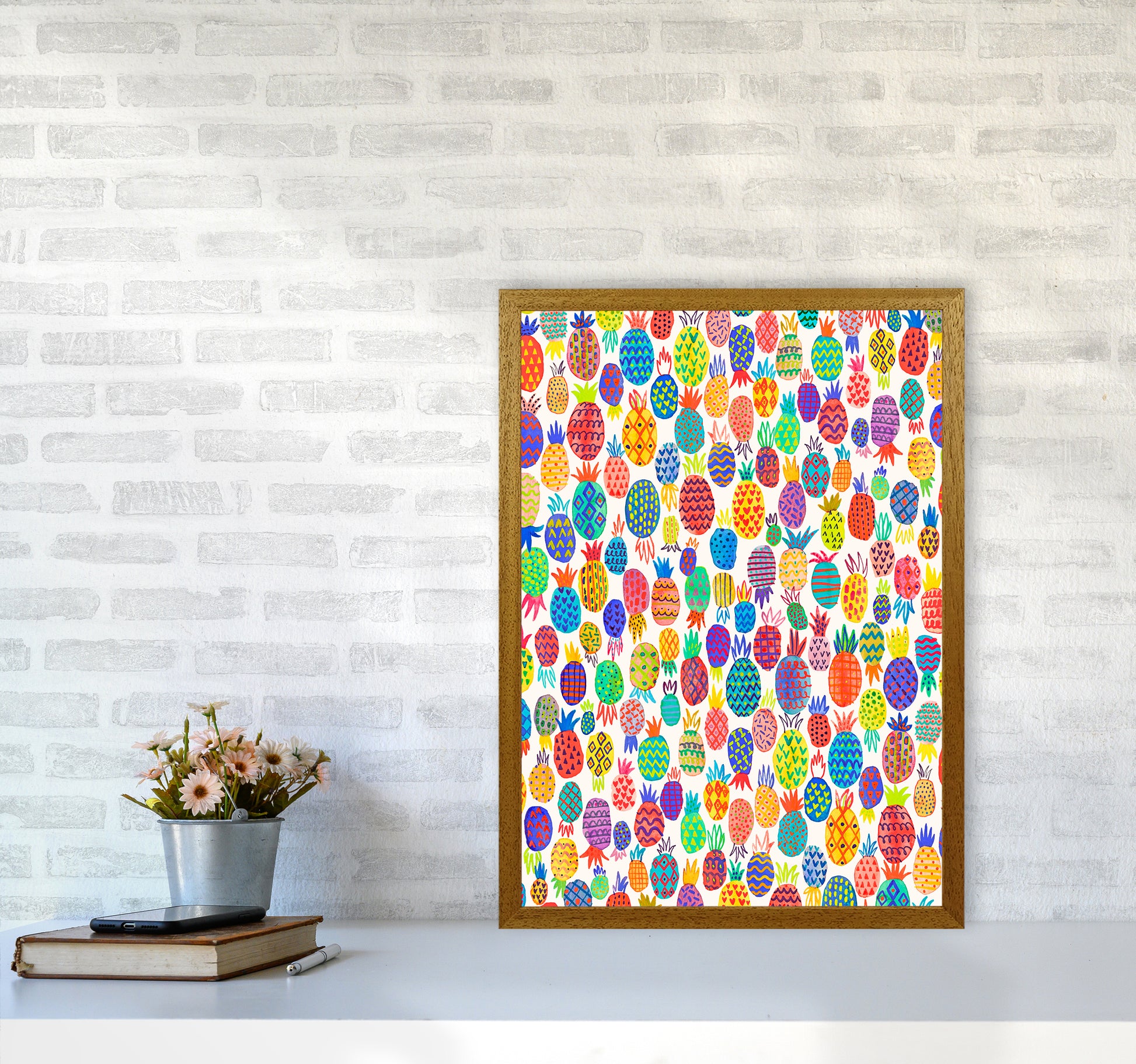 Cute Pineapples Abstract Art Print by Ninola Design A2 Print Only