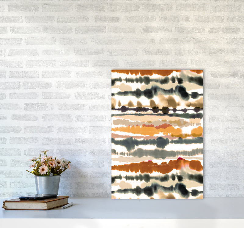 Soft Nautical Watercolor Lines Brown Abstract Art Print by Ninola Design A2 Black Frame