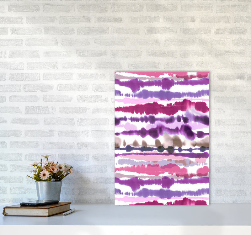 Soft Nautical Watercolor Lines Pink Abstract Art Print by Ninola Design A2 Black Frame