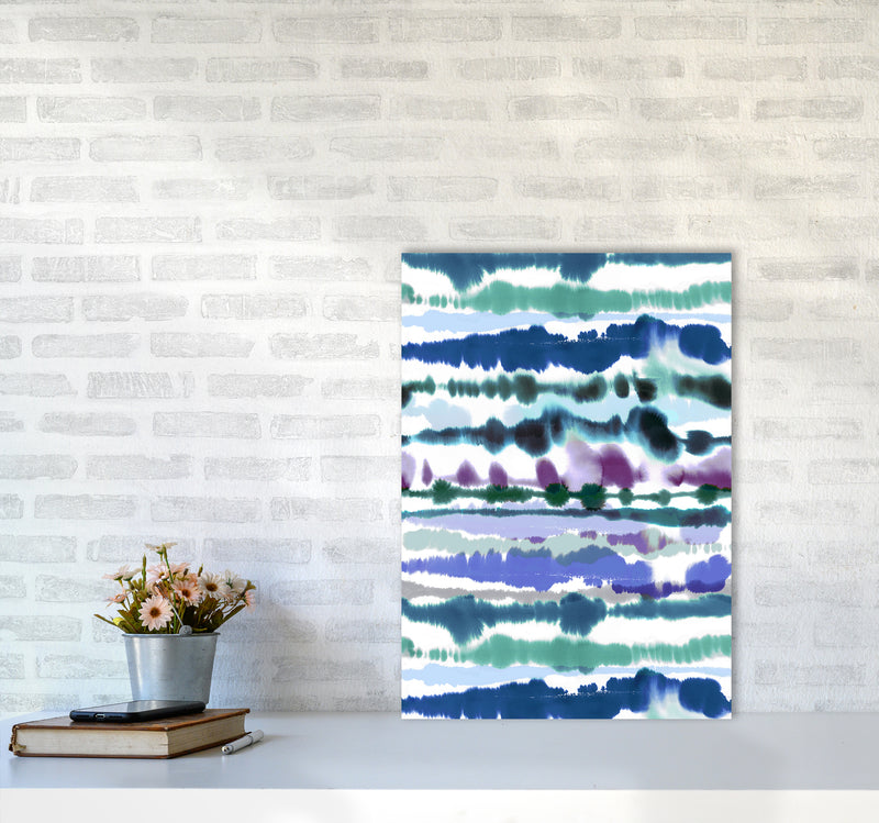 Soft Nautical Watercolor Lines blue Abstract Art Print by Ninola Design A2 Black Frame