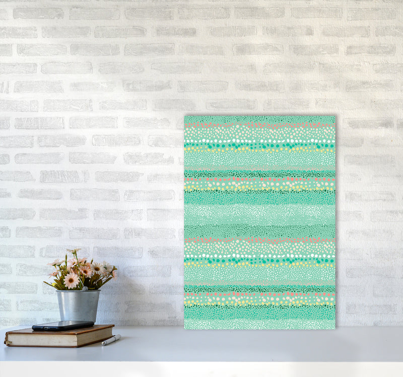 Little Textured Minimal Dots Green Abstract Art Print by Ninola Design A2 Black Frame