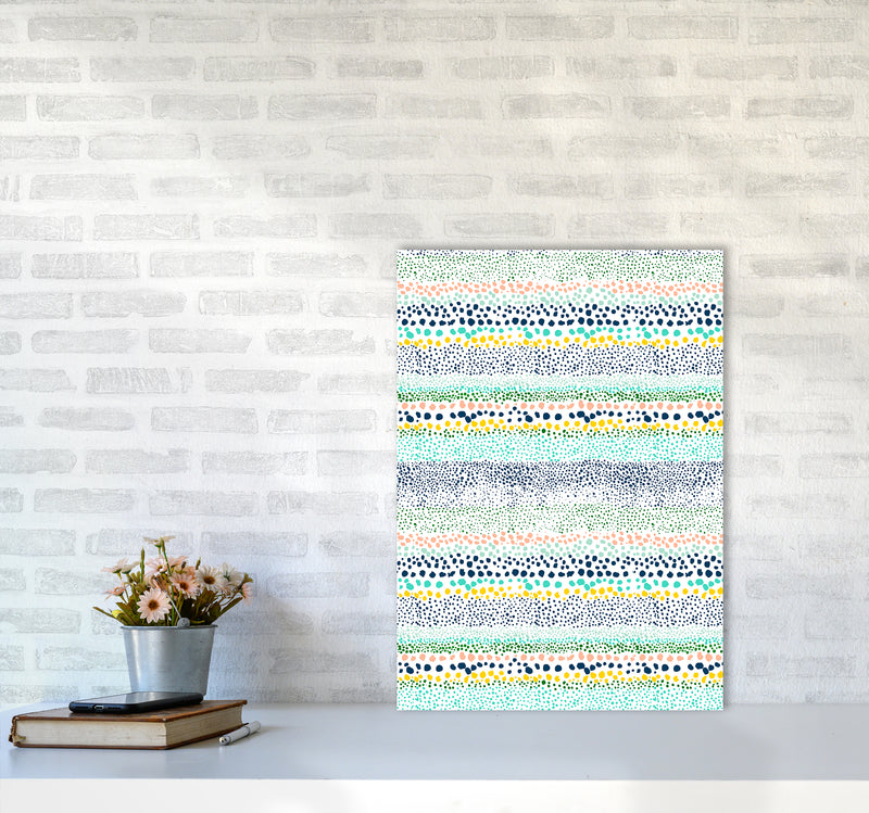 Little Textured Minimal Dots White Abstract Art Print by Ninola Design A2 Black Frame