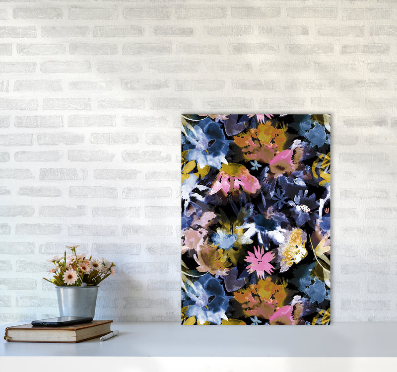 Watercolor Sring Memories Black Abstract Art Print by Ninola Design A2 Black Frame