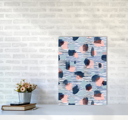 Watercolor Stains Stripes Navy Abstract Art Print by Ninola Design A2 Black Frame